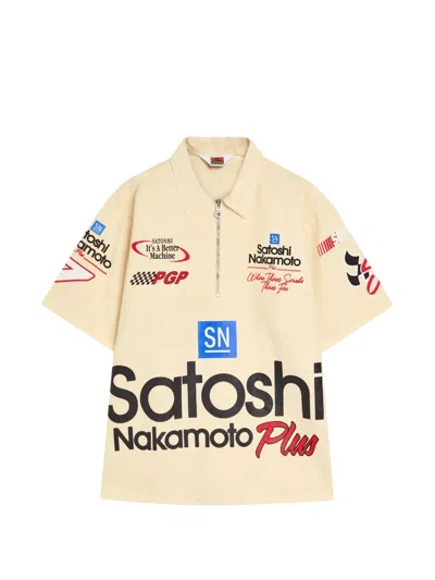 Satoshi Nakamoto Zip Graphic Polo Shirt In Multi