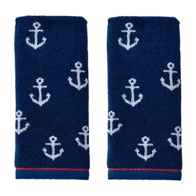 Saturday Knight Anchor Hand Towel 2-pc. Embellished Jacquard Hand Towel In Blue