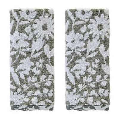 Saturday Knight Bedford Floral 2-pc. Embellished Floral Hand Towel In Gray
