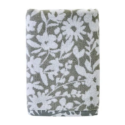 Saturday Knight Bedford Floral Bath Towel Embellished Floral Bath Towel In Green
