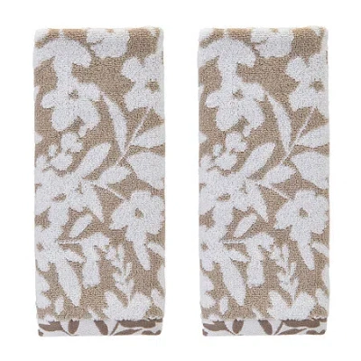 Saturday Knight Bedford Floral Hand Towel 2-pc. Embellished Floral Hand Towel In Brown