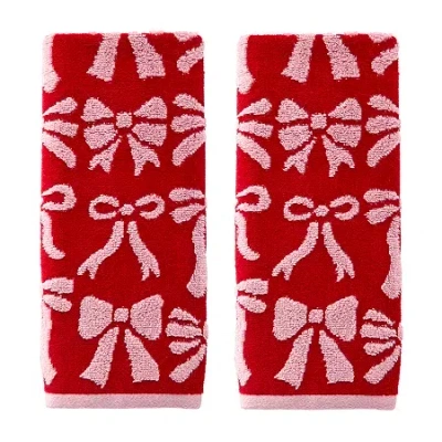 Saturday Knight Bow Hand Towel 2-pc. Embellished Hand Towel In Red