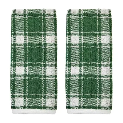 Saturday Knight Buffalo Plaid Hand Towel 2-pc. Embellished Hand Towel In Green