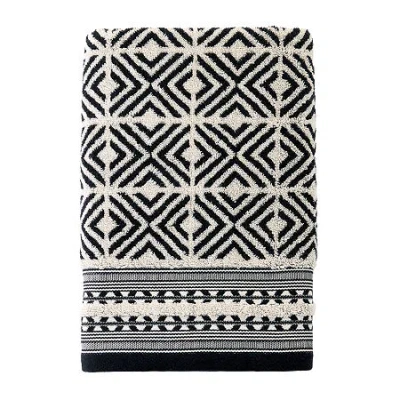 Saturday Knight Diamond Grid Bath Towel Embellished Diamond Bath Towel In Black