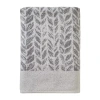Saturday Knight Distressed Leaves Floral Bath Towel In Gray
