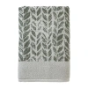 Saturday Knight Distressed Leaves Floral Bath Towel In Green