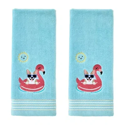 Saturday Knight Floating Corgi 2-pc. Hand Towel In Blue