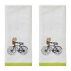 Saturday Knight Flower Basket Bike 2-pc. Hand Towel In White