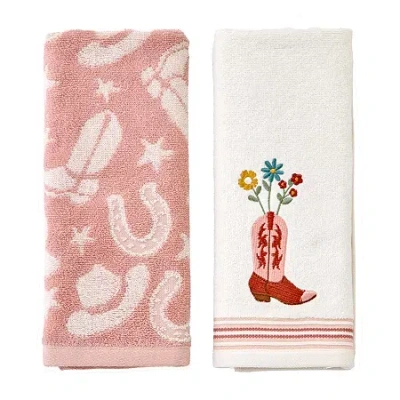 Saturday Knight Flowers In Boot 2pc. Hand Towel Set 2-pc. Hand Towel In Pink