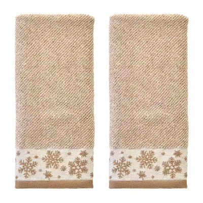 Saturday Knight Heather Snowflake Hand Towel 2-pc. Embellished Hand Towel In Brown
