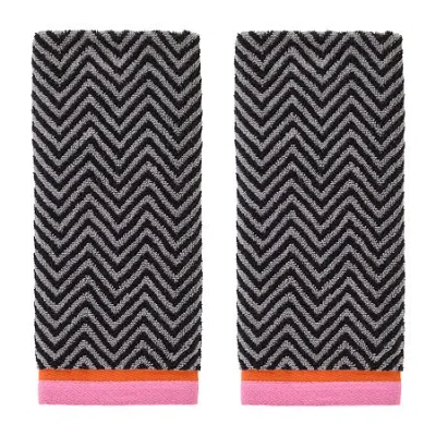 Saturday Knight Herringbone 2-pc. Hand Towel In Black