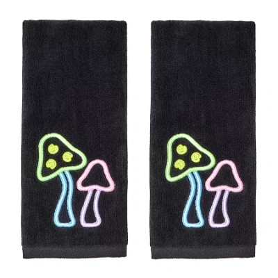 Saturday Knight Neon Mushrooms Hand Towel 2-pc. Hand Towel In Black