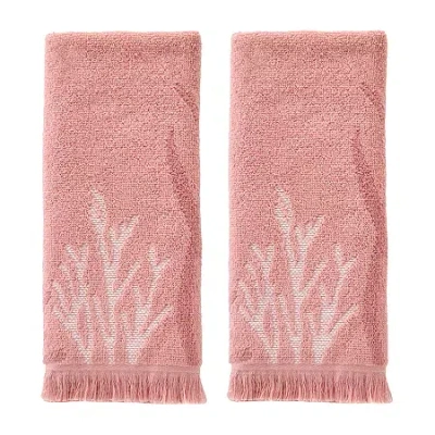 Saturday Knight Ocean Coral Hand Towel 2-pc. Embellished Beach + Nautical Hand Towel In Pink