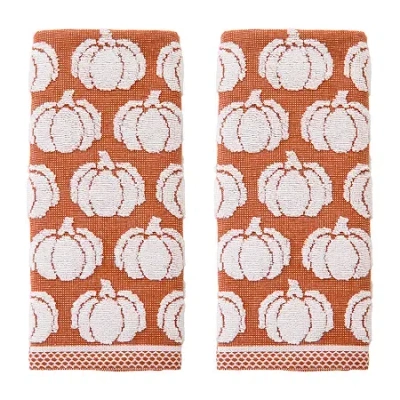 Saturday Knight Pumpkin Sculpted Hand Towel 2-pc. Embellished Jacquard Hand Towel In Orange