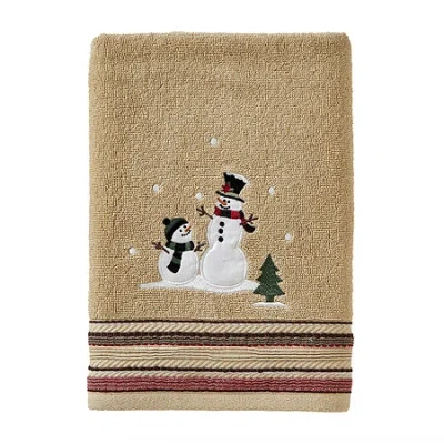 Saturday Knight Rustic Plaid Snowman Bath Towel In Sand