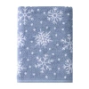 Saturday Knight Scattered Snowflakes Bath Towel Embellished Holiday Bath Towel In Blue