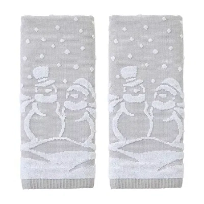 Saturday Knight Scenic Snowmen Hand Towel 2-pc. Embellished Hand Towel In Gray