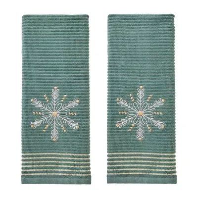 Saturday Knight Snowflake Hand Towel 2-pc. Hand Towel In Green