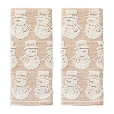 Saturday Knight Snowman Hand Towel 2-pc. Embellished Hand Towel In Brown