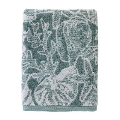 Saturday Knight South Seas Shell Bath Towel Embellished Jacquard Bath Towel In Green