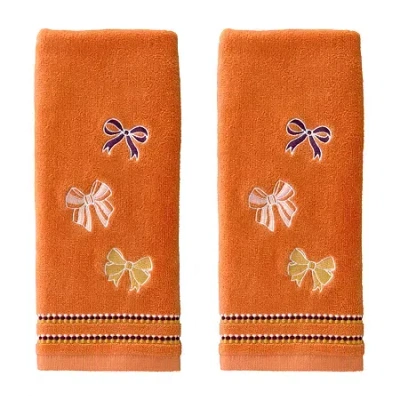 Saturday Knight Tossed Autumn Bows Hand Towel 2-pc. Hand Towel In Orange