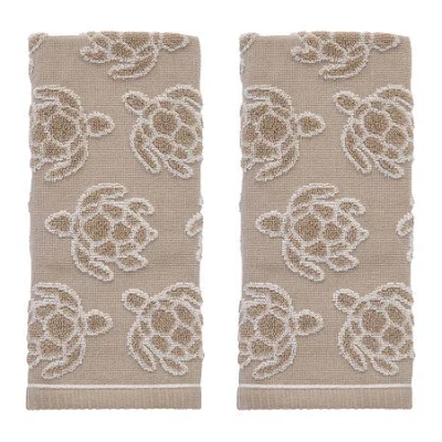 Saturday Knight Turtle Sculpted 2-pc. Embellished Animal Print Hand Towel In Brown