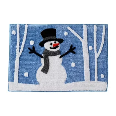 Saturday Knight Winter Friends Bath Rug In Blue