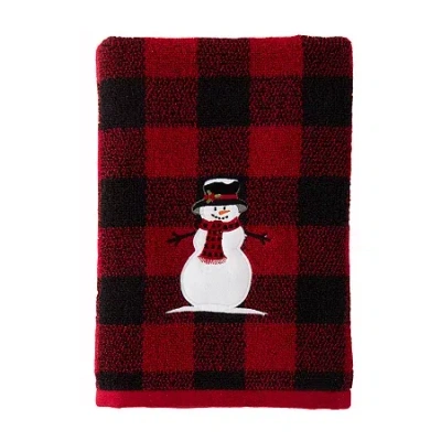 Saturday Knight Woodland Winter Holiday Bath Towel In Red