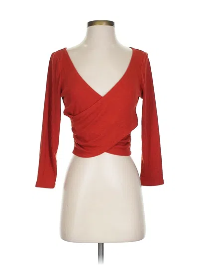 Pre-owned Saturday Sunday 3/4 Sleeve Top Red Plunge Neckline Tops