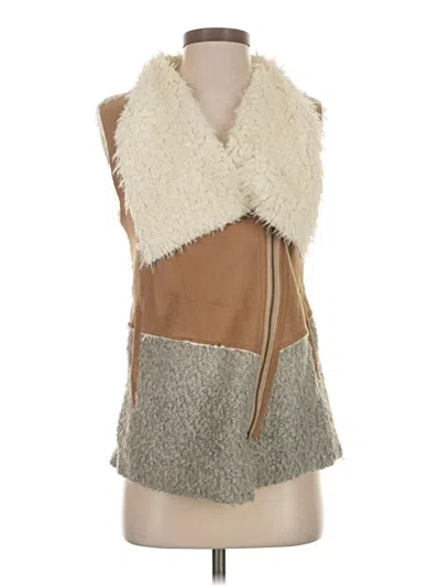 Pre-owned Saturday Sunday Faux Fur Vest In Tan