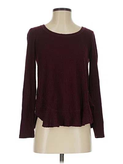Pre-owned Saturday Sunday Long Sleeve Top Burgundy Boatneck Tops