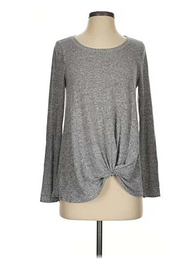 Pre-owned Saturday Sunday Long Sleeve Top Gray Keyhole Neckline Tops