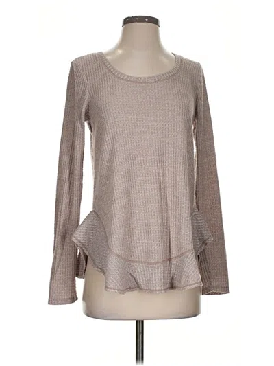 Pre-owned Saturday Sunday Long Sleeve Top Tan Boatneck Tops