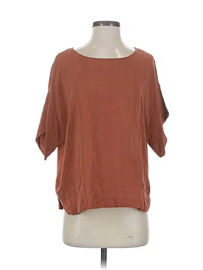 Pre-owned Saturday Sunday Short Sleeve Top Brown Boatneck Tops