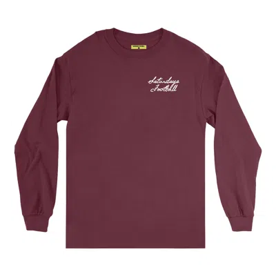 Pre-owned Saturdays Football Worldwide Long-sleeve T-shirt 'maroon' | Red | Men's Size Xxl