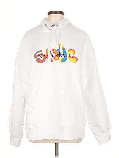 Pre-owned Saturdays New York City Pullover Hoodie In White
