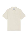 Saturdays Surf Nyc Bruce Double Layer Crinkle Short Sleeve Shirt In Ivory