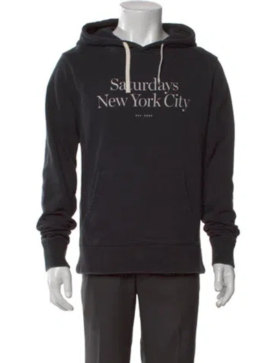 Pre-owned Saturdays Surf Nyc Graphic Print Crew Neck Hoodie In Black