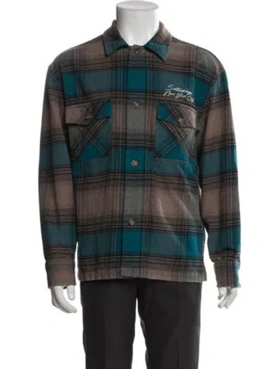 Pre-owned Saturdays Surf Nyc Plaid Print Jacket In Blue