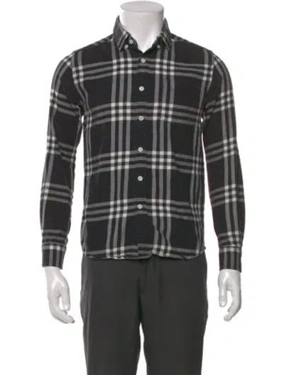 Pre-owned Saturdays Surf Nyc Plaid Print Long Sleeve Shirt In Gray