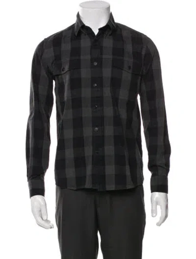 Pre-owned Saturdays Surf Nyc Plaid Print Long Sleeve Shirt In Gray
