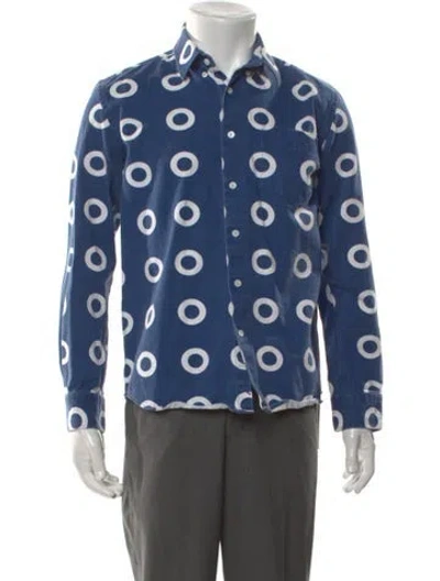 Pre-owned Saturdays Surf Nyc Polka Dot Print Long Sleeve Shirt In Blue