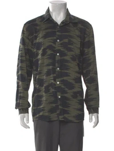 Pre-owned Saturdays Surf Nyc Striped Long Sleeve Shirt In Green