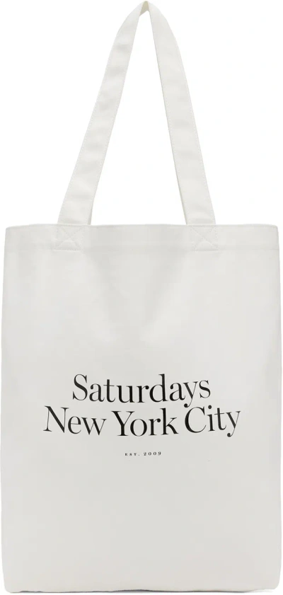 Saturdays Surf Nyc White Miller Standard Tote In Ivory