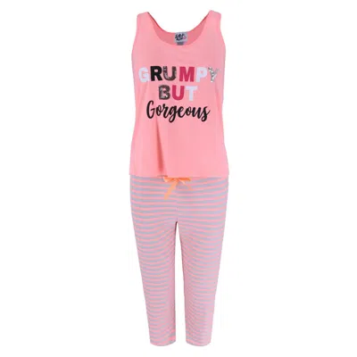 Saturdaze Women's Plus Size Grumpy Gorgeous Tank Top And Capri Set In Pink