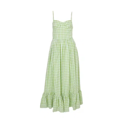 Saty Women's Green Gingham Bustier Dress