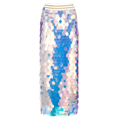 Saty Women's Pink / Purple Sequin Midi Skirt Pink
