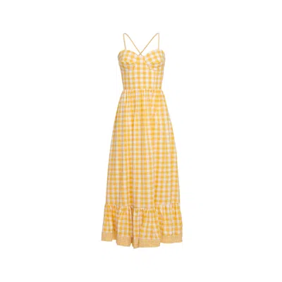 Saty Women's Yellow / Orange Yellow Gingham Bustier Dress