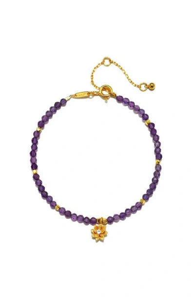 Satya Jewelry Amethyst Lotus February Birthstone Bracelet