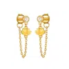Satya Jewelry Arising Lotus White Topaz Chain Stud Earrings In Gold